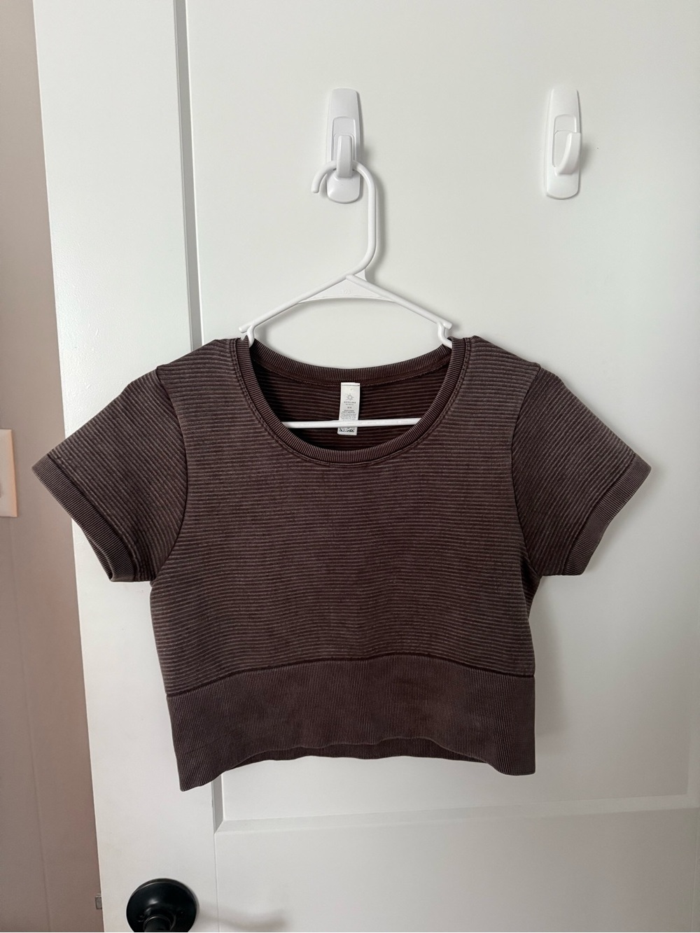 Aerie Women’s Short Sleeve Ribbed Crop Top - Brown